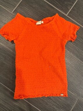 Billabong Orange Kids Smocked Short Sleeve Top